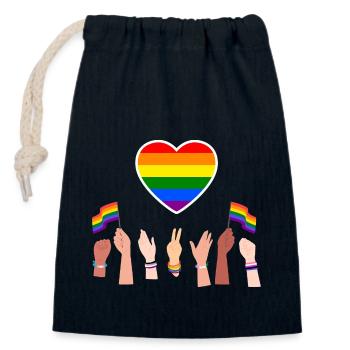 Herz Gay Pride - Verschließbarer Geschenkbeutel aus Baumwolle (14x20cm) - Navy - Vorne