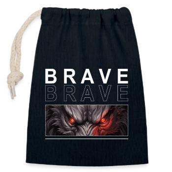 BRAVE - Fenrir Wolf - Verschließbarer Geschenkbeutel aus Baumwolle (14x20cm) - Navy - Vorne