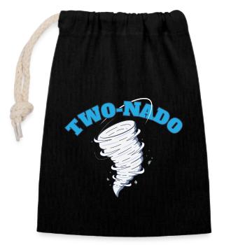 Deux Nado 2e anniversaire Tornade Thème Twonado 2 - Sac cadeau en coton avec cordon (14 x 20 cm) - noir - Devant