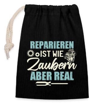 Motor Zylinder Automechaniker Auto - Verschließbarer Geschenkbeutel aus Baumwolle (14x20cm) - Schwarz - Vorne