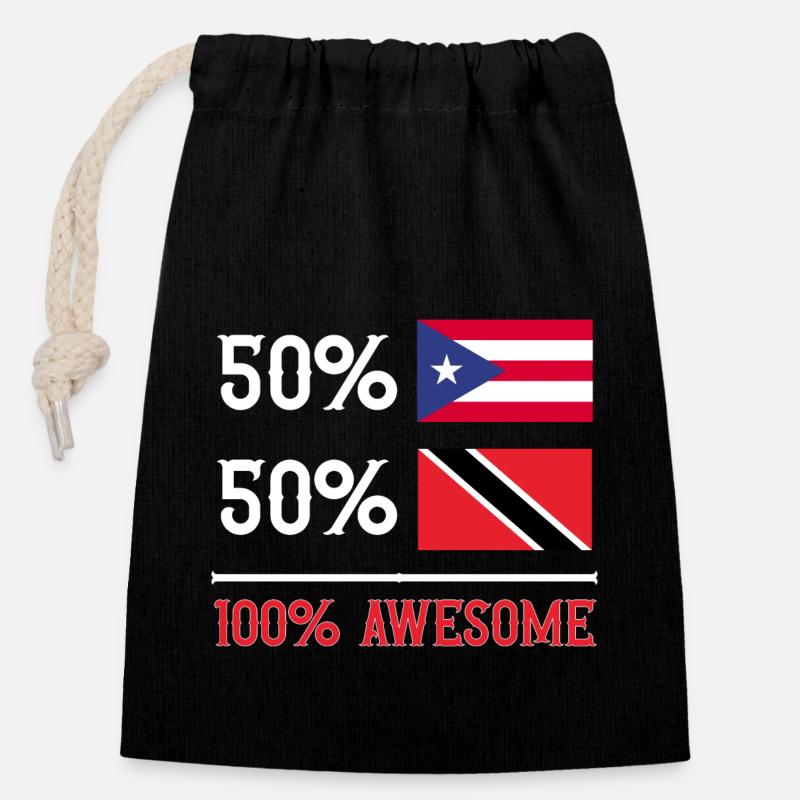Drapeau de Trinité-et-Tobago - Sac cadeau en coton avec cordon (14 x 20 cm) - noir