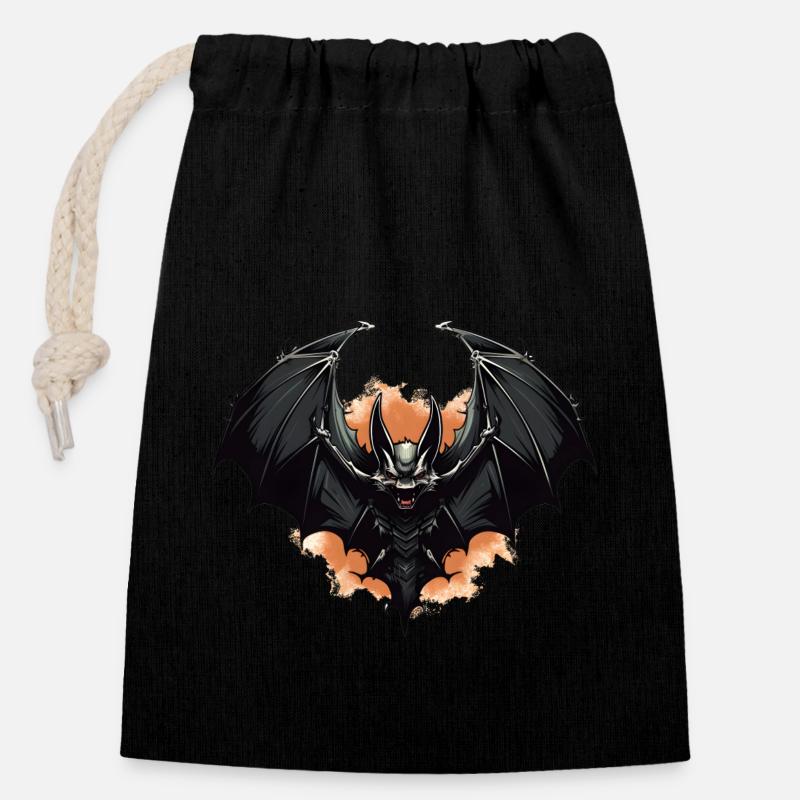 Fledermaus - Verschließbarer Geschenkbeutel aus Baumwolle (14x20cm) - Schwarz
