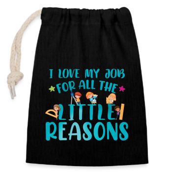 Teacher Teaching Quote Daycare Childcare - Closable cotton gift bag (14x20cm) - black - Front