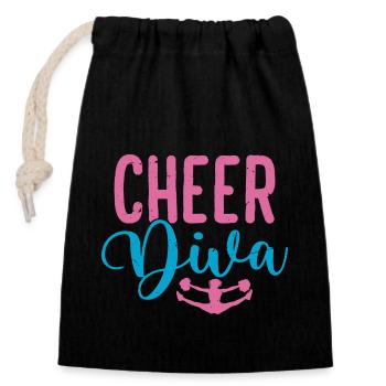 Cheer Diva Cheerleading Cheerleader - Closable cotton gift bag (14x20cm) - black - Front