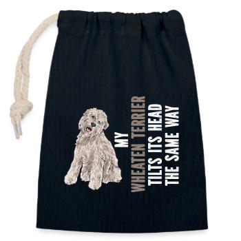 Irish Soft Coated Wheaten Terrier - Closable cotton gift bag (14x20cm) - navy - Front