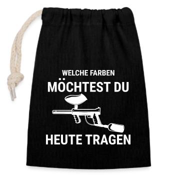 Paintball Airsoft - Verschließbarer Geschenkbeutel aus Baumwolle (14x20cm) - Schwarz - Vorne