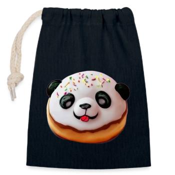 Baby Panda Donut - Closable cotton gift bag (14x20cm) - navy - Front