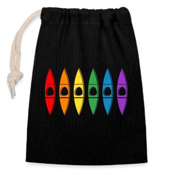 Kayak Ice Canoe Ice Paddle Canoe "River is Calling" - Closable cotton gift bag (14x20cm) - black - Front