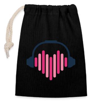 MUSIQUE - Sac cadeau en coton avec cordon (14 x 20 cm) - noir - Devant