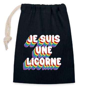 I AM A UNICORN - Closable cotton gift bag (14x20cm) - navy - Front