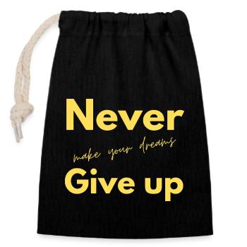 never give up 2 - Sac cadeau en coton avec cordon (14 x 20 cm) - noir - Devant