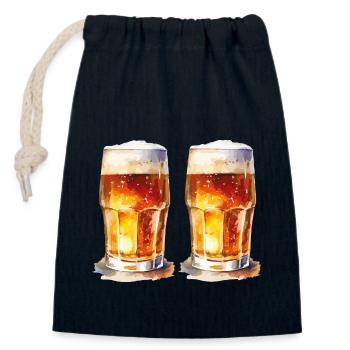 bier 2 - Verschließbarer Geschenkbeutel aus Baumwolle (14x20cm) - Navy - Vorne