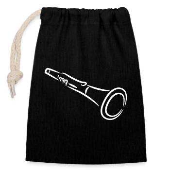 Croquis pour clarinette - Sac cadeau en coton avec cordon (14 x 20 cm) - noir - Devant