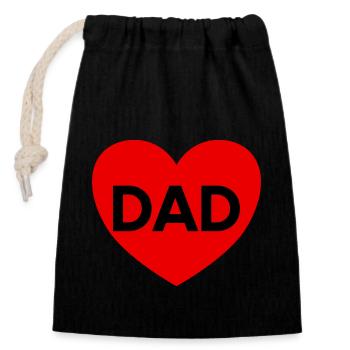 Rotes Herz Papa - Verschließbarer Geschenkbeutel aus Baumwolle (14x20cm) - Schwarz - Vorne