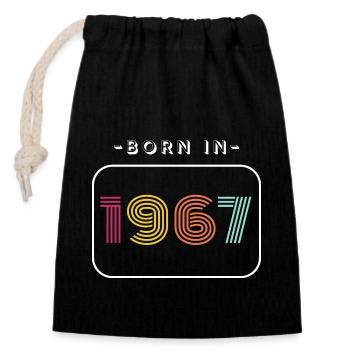 Vintage date of birth 1967 - Closable cotton gift bag (14x20cm) - black - Front
