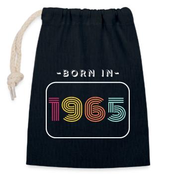 1965 - Sac cadeau en coton avec cordon (14 x 20 cm) - bleu marine - Devant