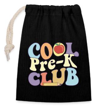 Cool Pre K Club Preschool Teacher Student Back To - Closable cotton gift bag (14x20cm) - black - Front