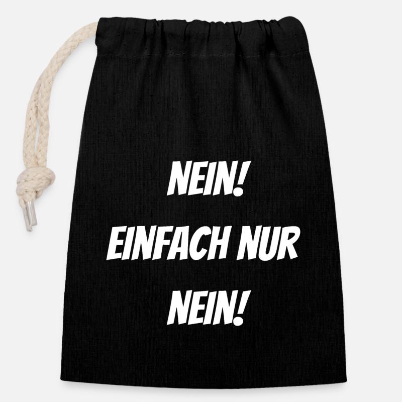 Nein einfach nur Nein! - Verschließbarer Geschenkbeutel aus Baumwolle (14x20cm) - Schwarz