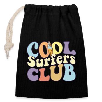 Cool Surfers Club Wave Surfboarder Shaka Surf Dude - Sac cadeau en coton avec cordon (14 x 20 cm) - noir - Devant
