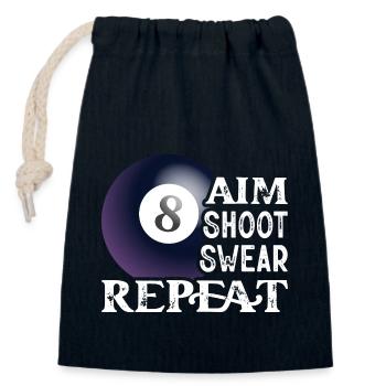 Aim Shoot Swear Repeat Billiard Player PoolBilliards - Closable cotton gift bag (14x20cm) - navy - Front