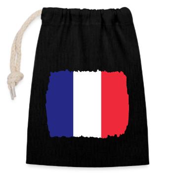 Frankreich Flagge Used Look Französische Fahne - Verschließbarer Geschenkbeutel aus Baumwolle (14x20cm) - Schwarz - Vorne