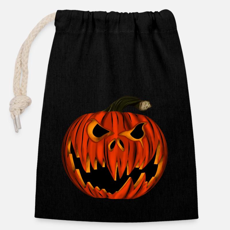 Spooky Halloween Spooky Pumpkin - Closable cotton gift bag (14x20cm) - black