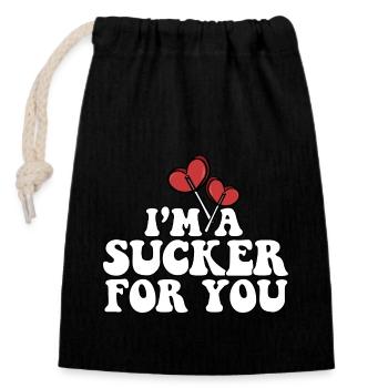 I'm A Sucker For You Valentine's Day Couple - Closable cotton gift bag (14x20cm) - black - Front