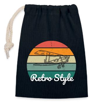 Retro Vibe Flugzeug style - Verschließbarer Geschenkbeutel aus Baumwolle (14x20cm) - Navy - Vorne