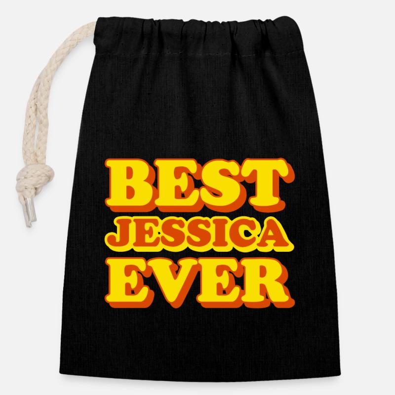 Jessica First Name Funny Gift - Closable cotton gift bag (14x20cm) - black