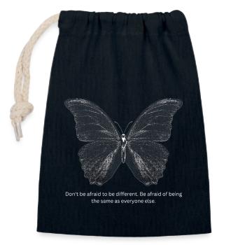 Schwarzer Schmetterling mit inspirierendem Spruch - Verschließbarer Geschenkbeutel aus Baumwolle (14x20cm) - Navy - Vorne