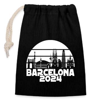 Barcelona 2024 City Design - Closable cotton gift bag (14x20cm) - black - Front