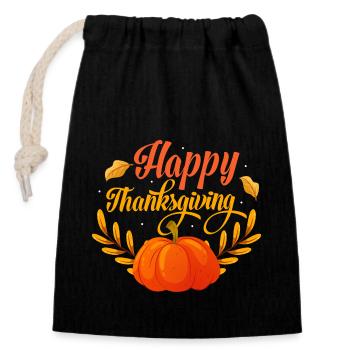 Joyeux Thanksgiving Citrouille Automne Famille - Sac cadeau en coton avec cordon (14 x 20 cm) - noir - Devant