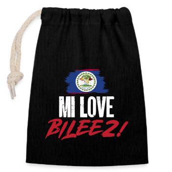 Belize Flagge Belizer - Verschließbarer Geschenkbeutel aus Baumwolle (14x20cm) - Schwarz - Vorne