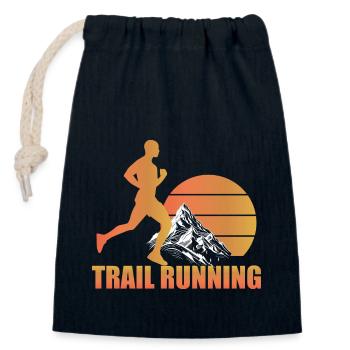 Trail Run Ultra Running Trekking en montagne Course à pied - Sac cadeau en coton avec cordon (14 x 20 cm) - bleu marine - Devant