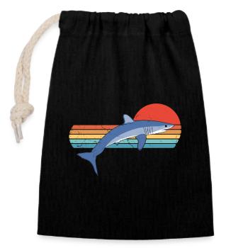 Requin tako - Sac cadeau en coton avec cordon (14 x 20 cm) - noir - Devant