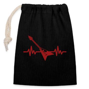 Heartbeat Guitar - Rock 'n' Roll Punk Band Metal - Sac cadeau en coton avec cordon (14 x 20 cm) - noir - Devant