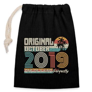 October 2019 Birthday October 2019 Gift 2019 - Closable cotton gift bag (14x20cm) - black - Front
