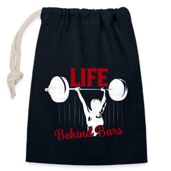 Life Behind Bars Workout Training Weight Lifting - Closable cotton gift bag (14x20cm) - navy - Front