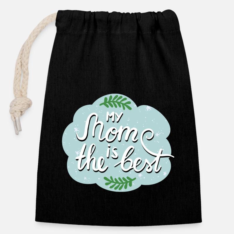 Best mom - Closable cotton gift bag (14x20cm) - black
