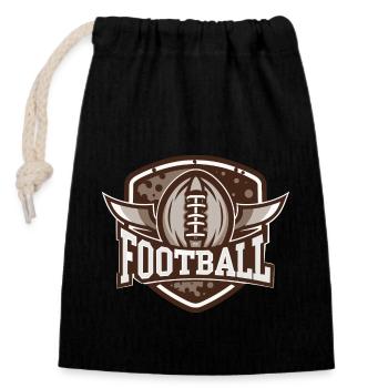 Football - Closable cotton gift bag (14x20cm) - black - Front