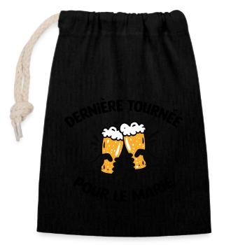 Dernière Tournée pour le marié / EVG / Mariage - Sac cadeau en coton avec cordon (14 x 20 cm) - noir - Devant