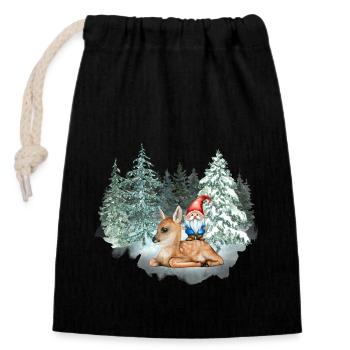 Secret Santa - Closable cotton gift bag (14x20cm) - black - Front