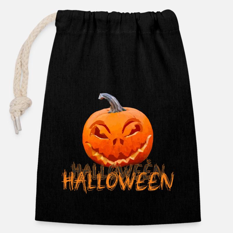 Halloween - Verschließbarer Geschenkbeutel aus Baumwolle (14x20cm) - Schwarz