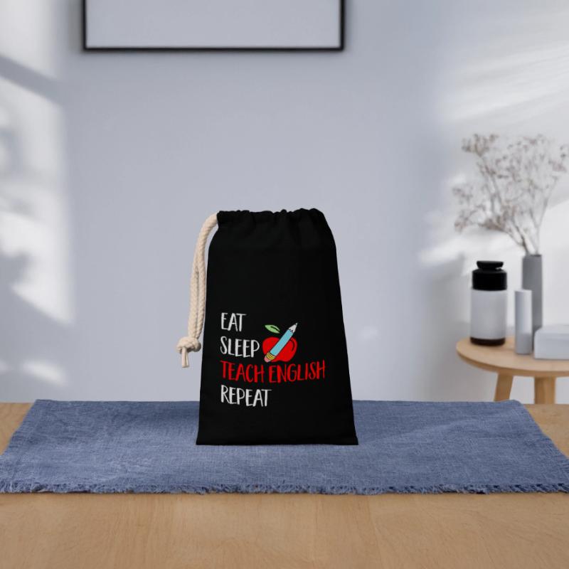 Professeur d’anglais langue seconde langue étrangère Sac cadeau en coton avec cordon (14 x 20 cm)