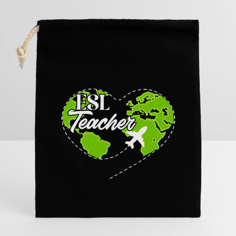 Professeur d’anglais langue seconde langue étrangère Sac cadeau en coton avec cordon (14 x 20 cm)