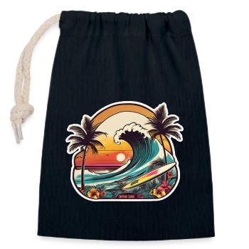 Surfen Strand Palme Sonnenschein Urlaub - Verschließbarer Geschenkbeutel aus Baumwolle (14x20cm) - Navy - Vorne