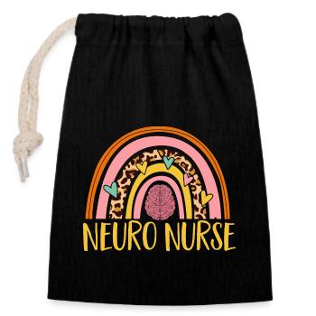 Neurology, Nurse, Brain, Neurologist - Closable cotton gift bag (14x20cm) - black - Front