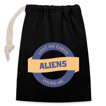 Auf der Erde verloren, Aliens haben mich gefunden - Verschließbarer Geschenkbeutel aus Baumwolle (14x20cm) - Schwarz - Vorne