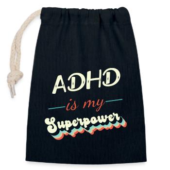 ADHD is my Superpower - Closable cotton gift bag (14x20cm) - navy - Front