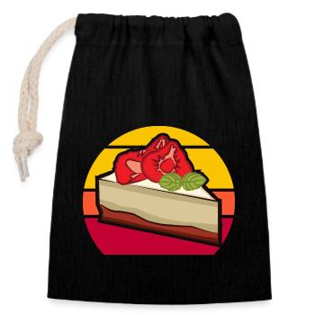 Strawberry Cake - Closable cotton gift bag (14x20cm) - black - Front